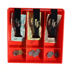 StorageMart ABS Plastic Cash Drawer 3 Bills 3 Coins ABS Cashier Storage Box For Super Markets, 9.6 X 9.6 X 1.4 Inch, Plastic,Red