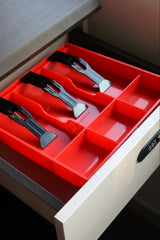 StorageMart ABS Plastic Cash Drawer 3 Bills 3 Coins ABS Cashier Storage Box For Super Markets, 9.6 X 9.6 X 1.4 Inch, Plastic,Red