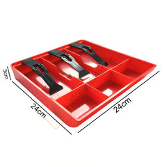 StorageMart ABS Plastic Cash Drawer 3 Bills 3 Coins ABS Cashier Storage Box For Super Markets, 9.6 X 9.6 X 1.4 Inch, Plastic,Red