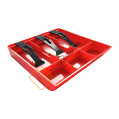 StorageMart ABS Plastic Cash Drawer 3 Bills 3 Coins ABS Cashier Storage Box For Super Markets | Metal Clip | 9.6 X 9.6 X 1.4 Inch, Red