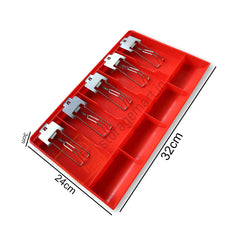 StorageMart ABS Cash Drawer, 5 Cash and 4 Coin Compartment, Cashier Storage Safe Box | Metal Clip | 40.5 X 24.5X 3.5 cm | Red