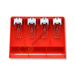 StorageMart ABS Plastic Cash Drawer, 4 Cash and 3 Coin Organizer for Supermarket | Metal Clip | 7 Slot, 32.2 X 3.5 X 24.5 CM, Red