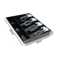 StorageMart ABS Cash Drawer, 4 Cash and 3 Coin Compartment, Cashier Storage Safe Box | 32.2 X 3.5 X 24.5 cm | Black