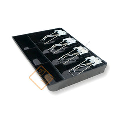 StorageMart ABS Cash Drawer, 4 Cash and 3 Coin Compartment, Cashier Storage Safe Box | 32.2 X 3.5 X 24.5 cm | Black