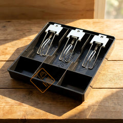 StorageMart Cash Drawer Register Insert Tray 3 Bills 3 Coins Money Storage Box | 9.6 x 9.6 x 1.4 inch | Black