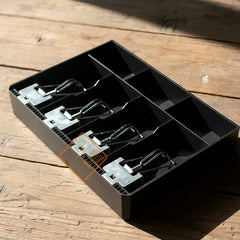 StorageMart ABS Cash Drawer, 4 Cash and 3 Coin Compartment, Cashier Storage Safe Box | 32.2 X 3.5 X 24.5 cm | Black