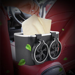 Car armrest storage box with 2 foldable cup holder