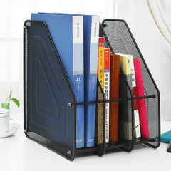 StorageMart 3 Layer Metal Mesh Magazine Document Holder File Rack, 35.5 X 28.5 X 25 cm, Black - StorageMart
