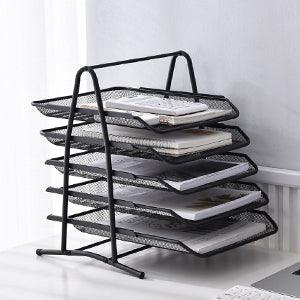 StorageMart 5-Tier Metal File/Documents/Letters/A4 Size Files Rack, 14.56 X 11.02 X 13.77 Inch, Black - StorageMart