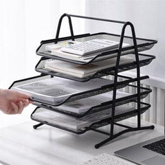 StorageMart 5-Tier Metal File/Documents/Letters/A4 Size Files Rack, 14.56 X 11.02 X 13.77 Inch, Black - StorageMart
