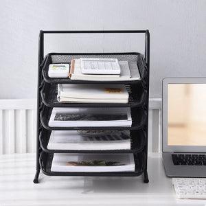 StorageMart 5-Tier Metal File/Documents/Letters/A4 Size Files Rack, 14.56 X 11.02 X 13.77 Inch, Black - StorageMart