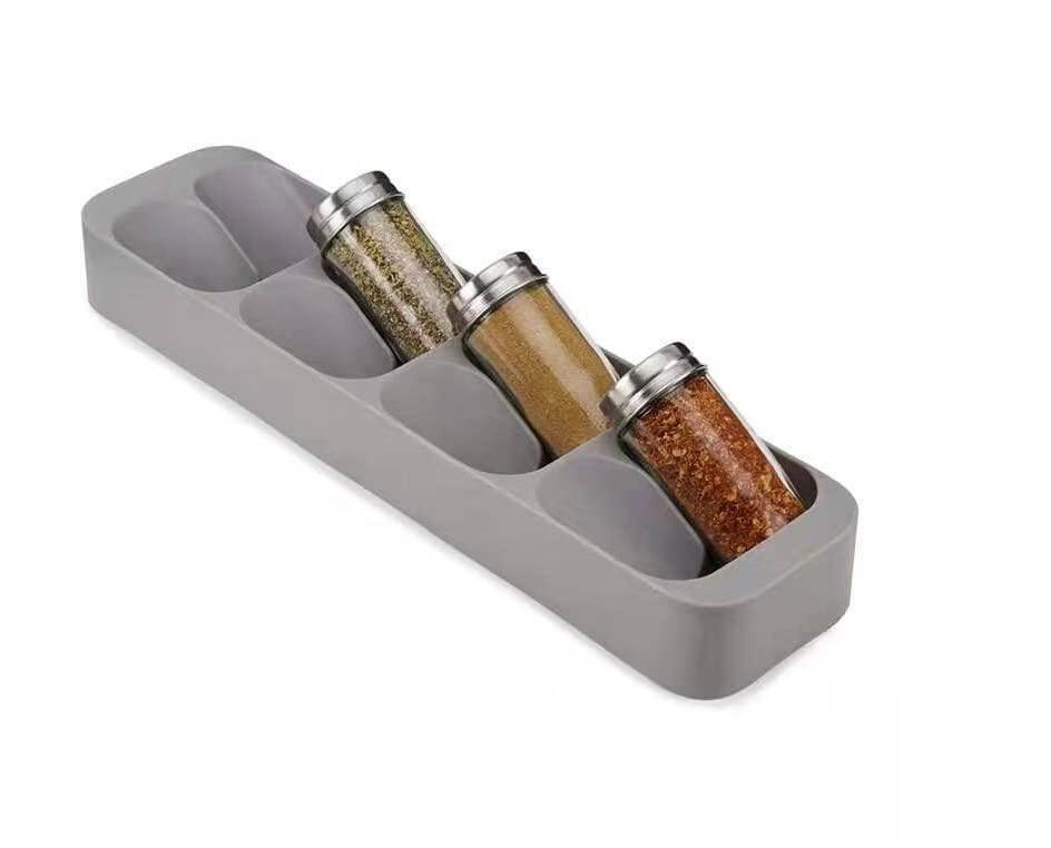 StorageMart 8 Grid Spice Boxes Storage Drawer | Tableware Spice Insert Organizer | 39.5 x 10 x 4.8 cm |PLastic| Grey - StorageMart