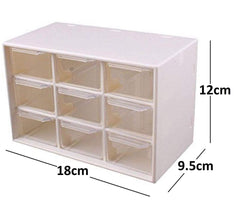 StorageMart 9 Grid Mini Plastic Multipurpose Drawer Storage Box, 18 x 12 x 9.5 cm, White, Rectangular - StorageMart