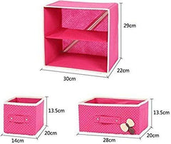 StorageMart Foldable 2 Layers 3 Drawers Rectangular Storage Box Collapsible Closet Organizer (30 X 22 X 29 cm, Multicolor) - StorageMart