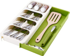 StorageMart Kitchen Storage tray for spoons, forks and utensils. Expandable and adjustable | 40 x 30 x 5.5 cm | Plastic | White - StorageMart