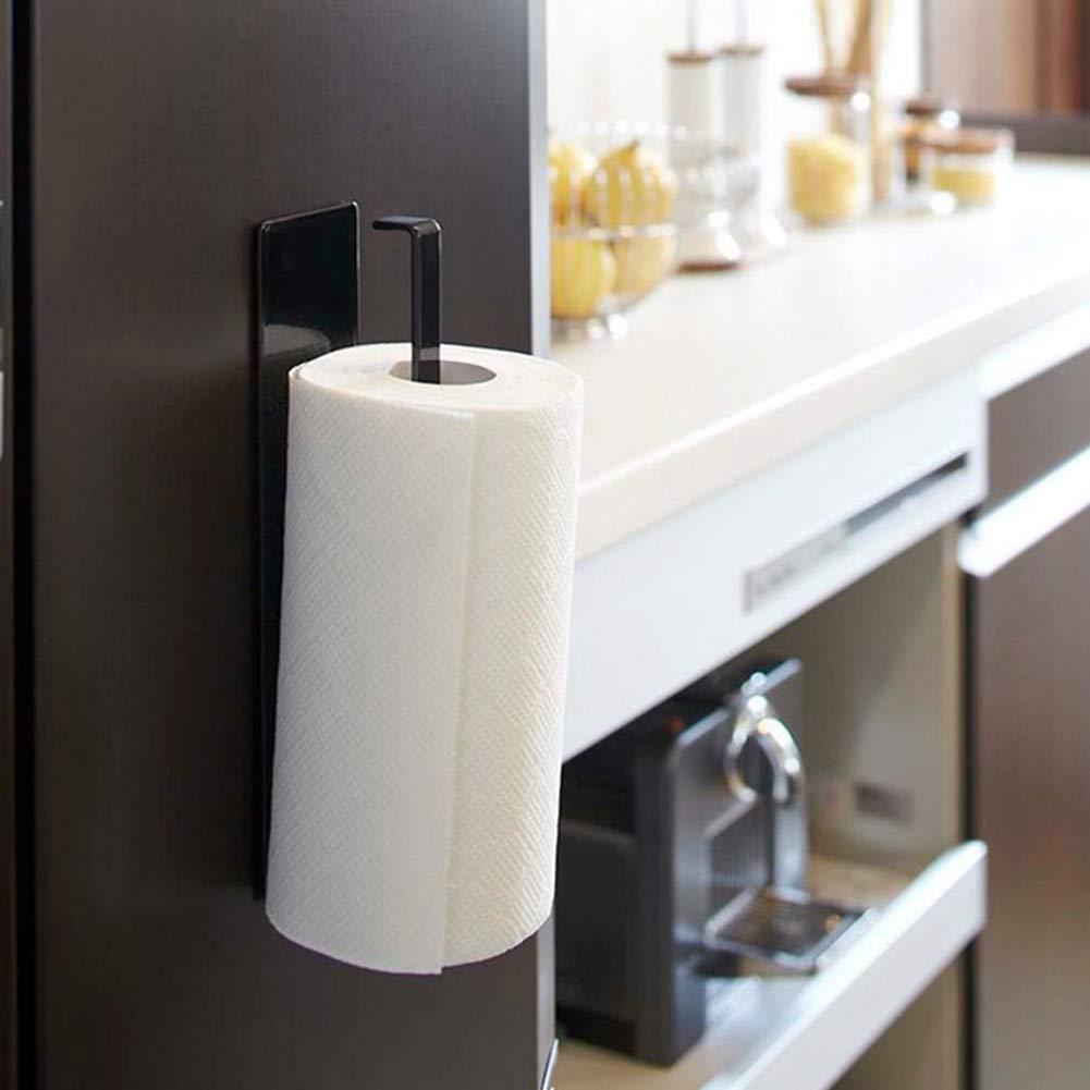 StorageMart Self-Adhesive Metal Bathroom Towel Bar Wall Hanging Toilet Paper Dispenser, 19 X 5 CM,Black - StorageMart