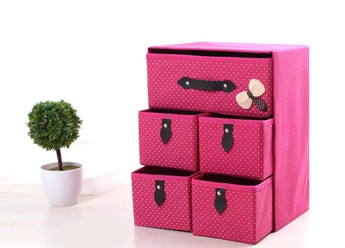 StorageMart Storage Wardrobe Organizer, Multicolor, 3 Layer 5 Drawer, Rectangular, 8.66 X 11.81 X 14.96 Inches - StorageMart