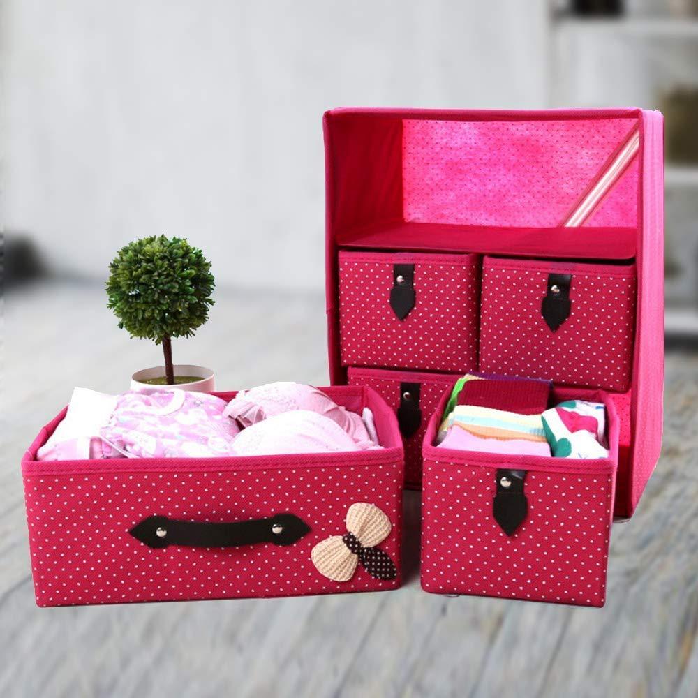 StorageMart Storage Wardrobe Organizer, Multicolor, 3 Layer 5 Drawer, Rectangular, 8.66 X 11.81 X 14.96 Inches - StorageMart