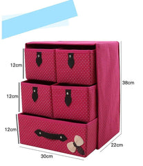 StorageMart Storage Wardrobe Organizer, Multicolor, 3 Layer 5 Drawer, Rectangular, 8.66 X 11.81 X 14.96 Inches - StorageMart