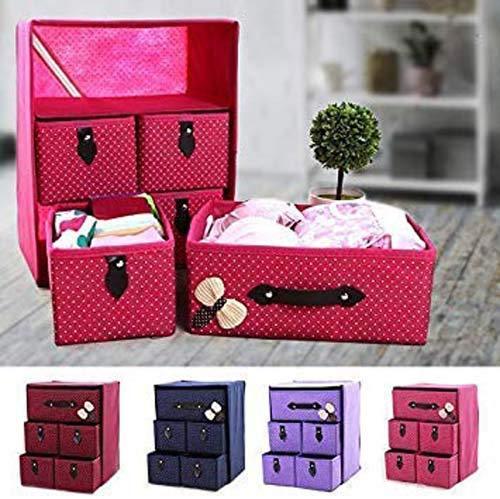 StorageMart Storage Wardrobe Organizer, Multicolor, 3 Layer 5 Drawer, Rectangular, 8.66 X 11.81 X 14.96 Inches - StorageMart