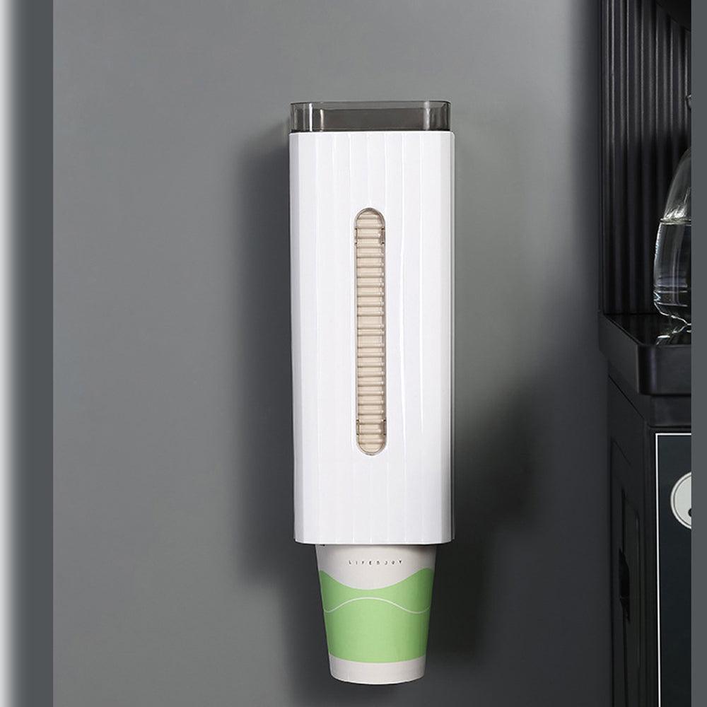 StorageMart Wall Mount Bathroom Cup Holder for 3oz to 6oz Paper & Plastic Cups & Mouthwash Cups, Pull Type Water Cooler Cup Dispenser | 21.5 x 18 x 9.5 CM | Plastic |White - StorageMart