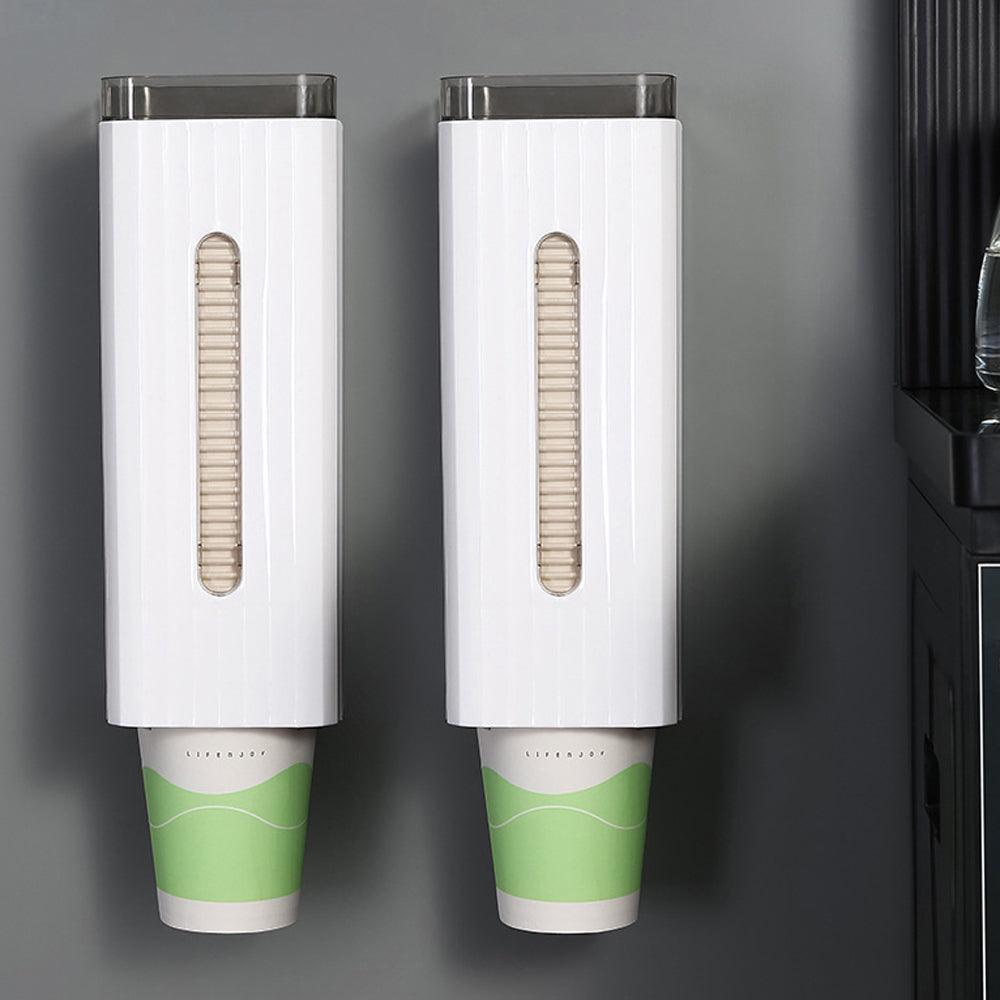 StorageMart Wall Mount Bathroom Cup Holder for 3oz to 6oz Paper & Plastic Cups & Mouthwash Cups, Pull Type Water Cooler Cup Dispenser | 21.5 x 18 x 9.5 CM | Plastic |White - StorageMart