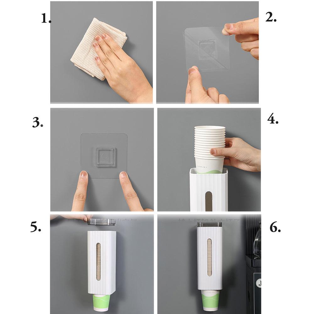 StorageMart Wall Mount Bathroom Cup Holder for 3oz to 6oz Paper & Plastic Cups & Mouthwash Cups, Pull Type Water Cooler Cup Dispenser | 21.5 x 18 x 9.5 CM | Plastic |White - StorageMart