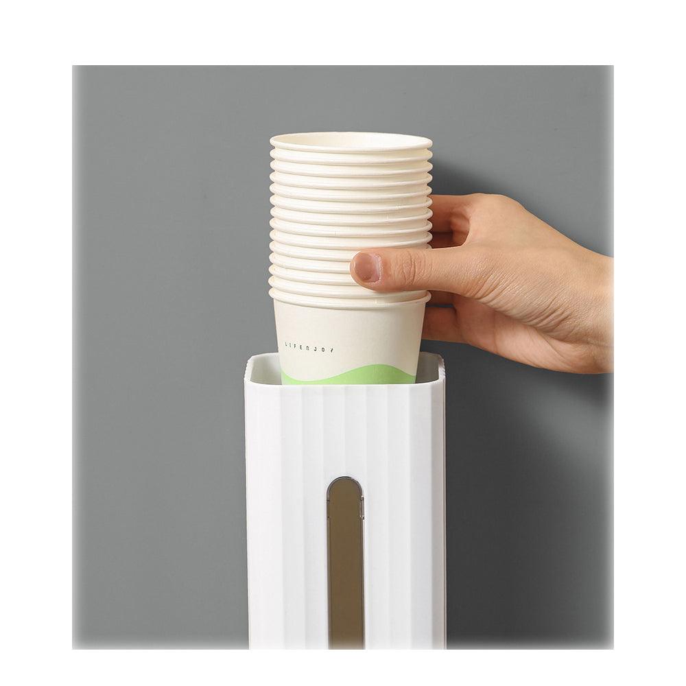 StorageMart Wall Mount Bathroom Cup Holder for 3oz to 6oz Paper & Plastic Cups & Mouthwash Cups, Pull Type Water Cooler Cup Dispenser | 21.5 x 18 x 9.5 CM | Plastic |White - StorageMart