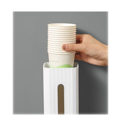 StorageMart Wall Mount Bathroom Cup Holder for 3oz to 6oz Paper & Plastic Cups & Mouthwash Cups, Pull Type Water Cooler Cup Dispenser | 21.5 x 18 x 9.5 CM | Plastic |White - StorageMart